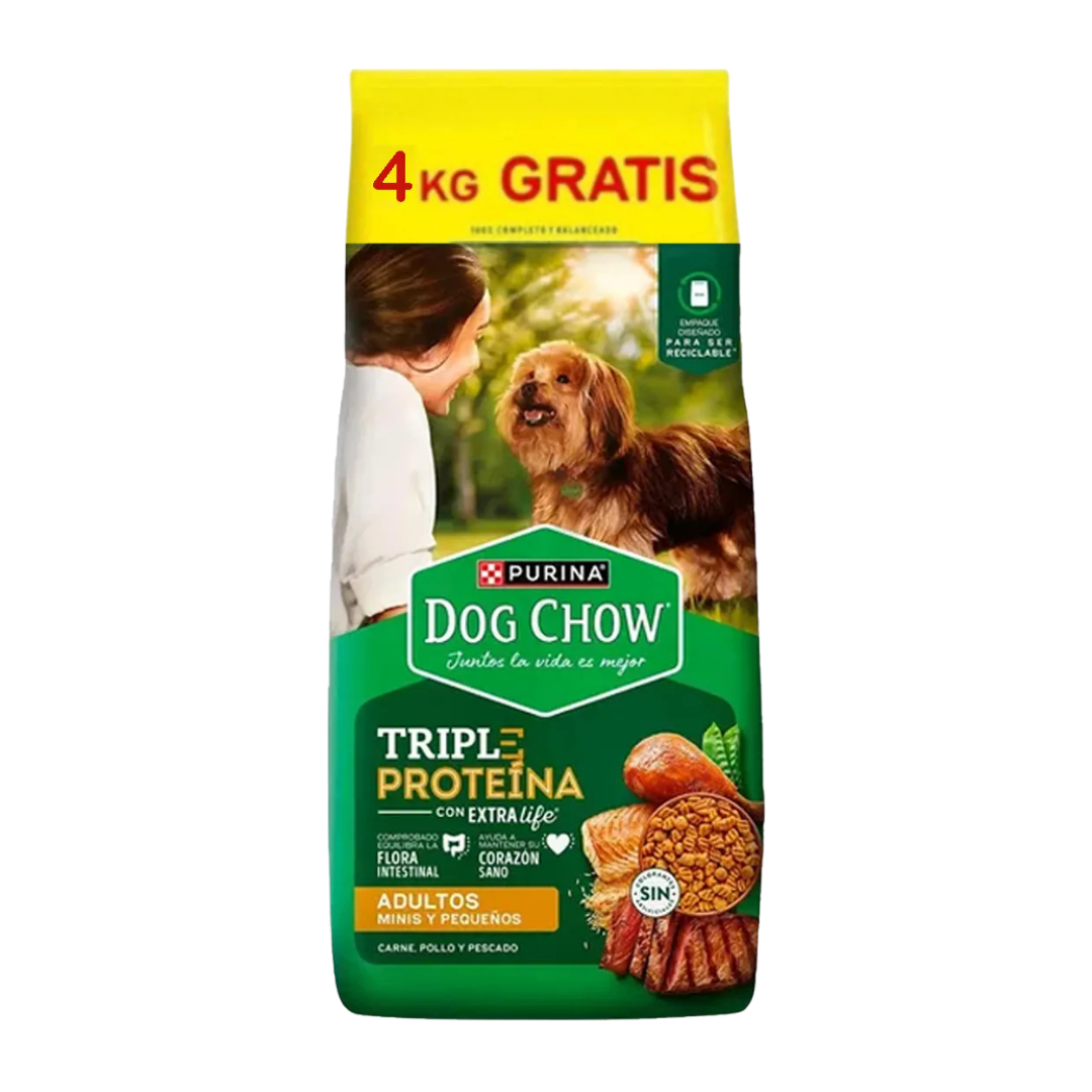 1227 Dog Chow Adulto Mini Y Peq Triple Prot X 20 Kg + 4 Kg Gratis - Imagen 1