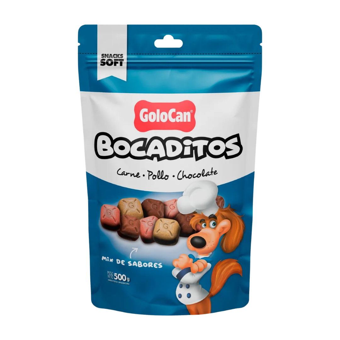 1761 Bocaditos Golocan Carne, Pollo Y Chocolate X 500 Grm - Imagen 1