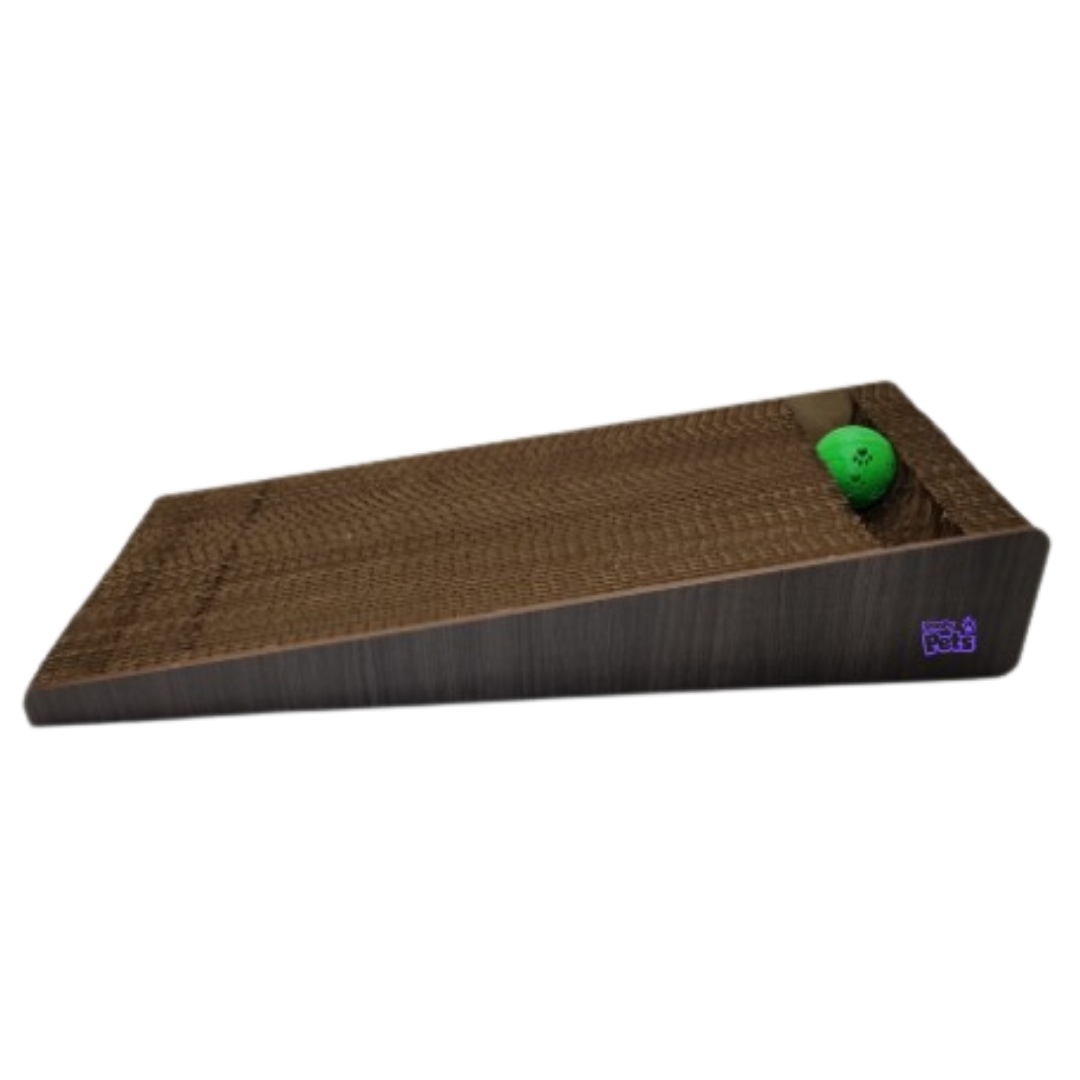 2790 Rascador Carton Rampa Con Pelota PoopyPets 48 X 19 X 7 - Imagen 1