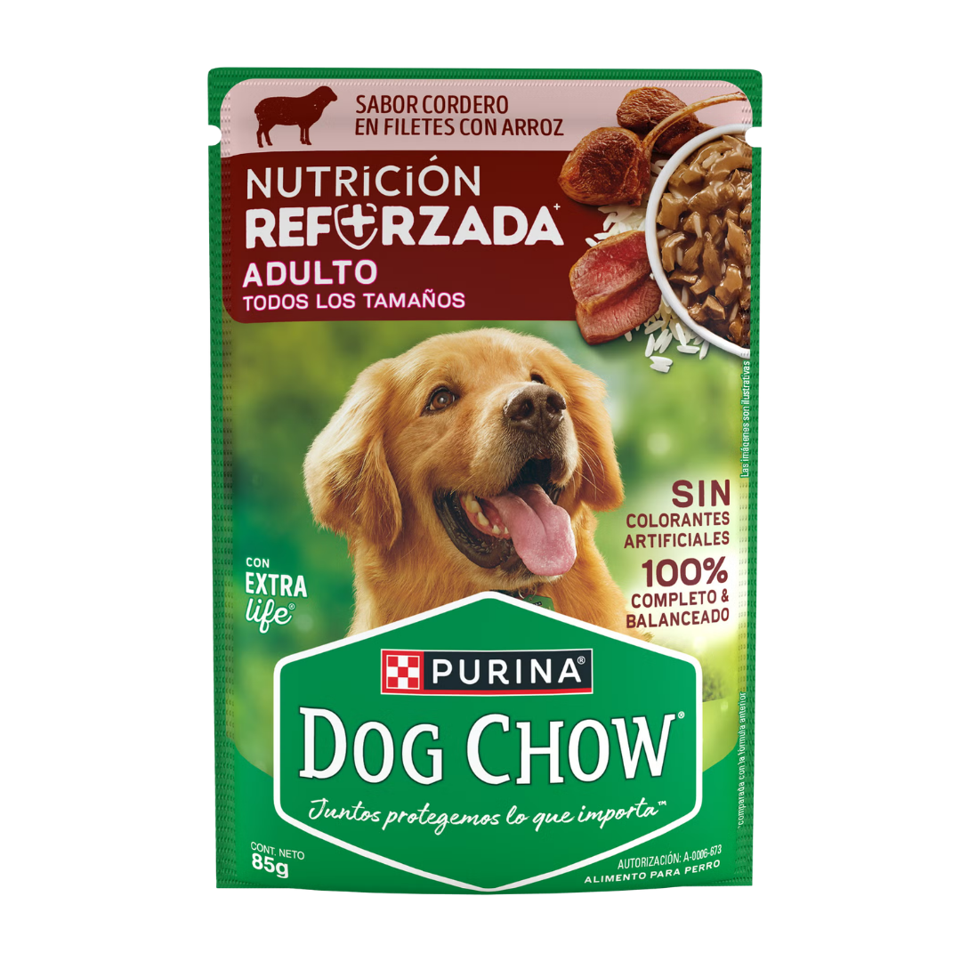 2935 Pouch Dog Chow Adult Lamb Y Rice X 85 Grm - Imagen 1