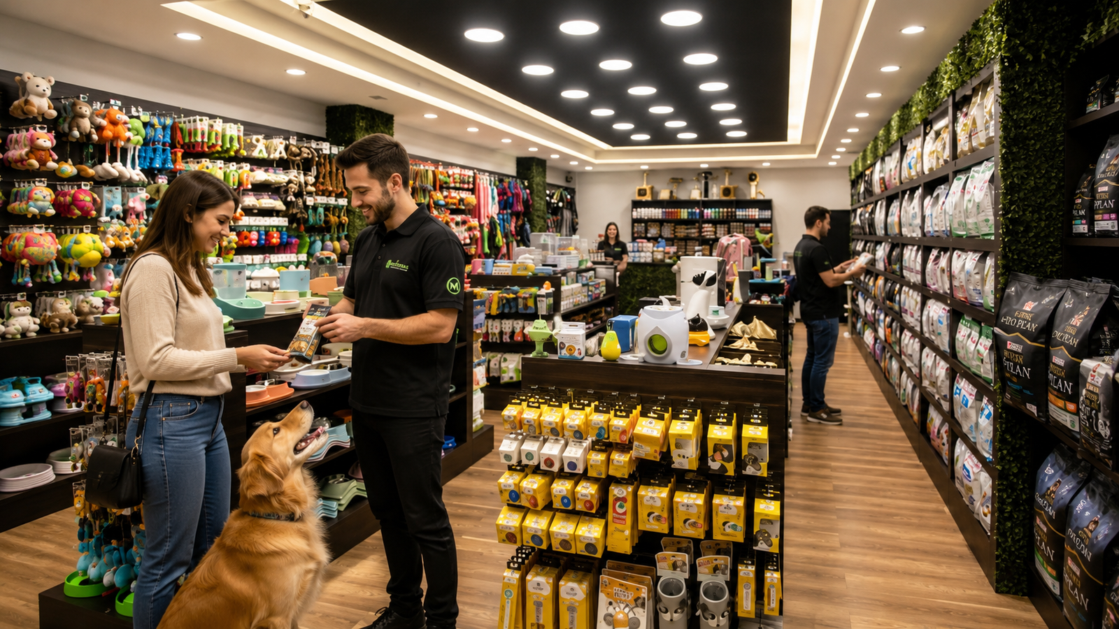 Interior de Mascota Universo con clientes, personal y mascotas